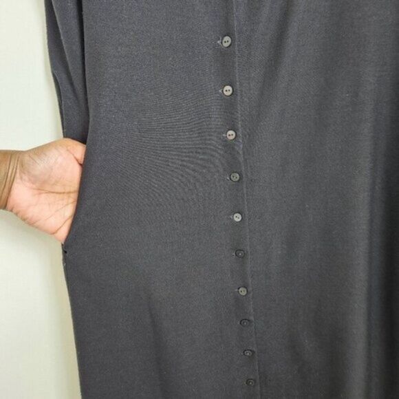 EILEEN FISHER Black Button-Front Shirt Dress – Size SP - Picture 3 of 12